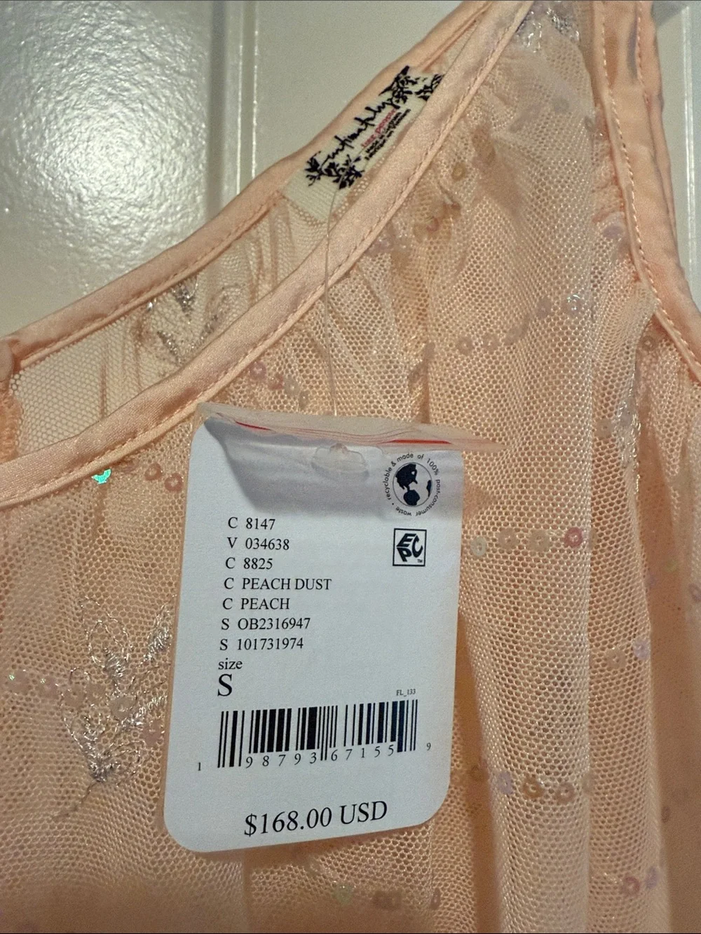 Intimately Free People Star of the Show Sequin Mesh Dress Peach Dust